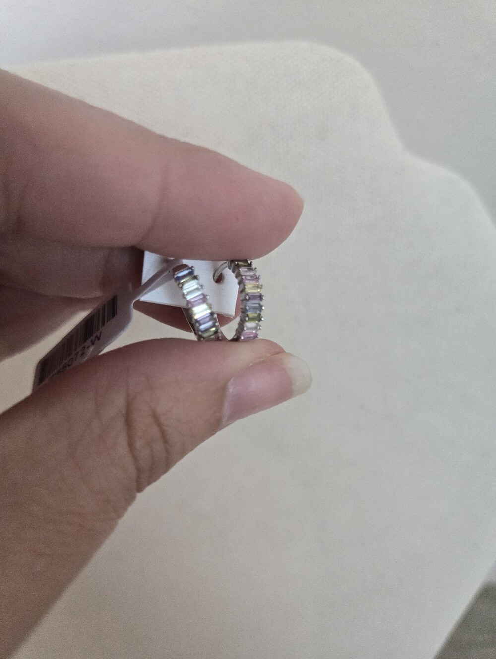 Sterling Silver NWT Pastel Rainbow Hoop Earrings - Multicolor - Picture 6 of 6